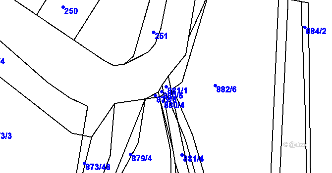 Parcela st. 881/1 v KÚ Dalovice u Mladé Boleslavi, Katastrální mapa