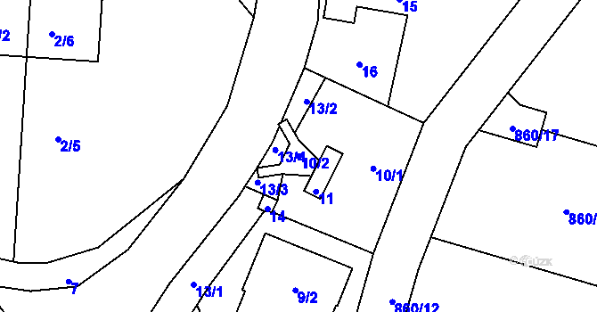 Parcela st. 10/2 v KÚ Dalovice u Mladé Boleslavi, Katastrální mapa