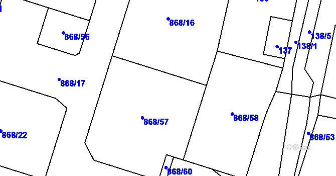 Parcela st. 868/16 v KÚ Dalovice u Mladé Boleslavi, Katastrální mapa