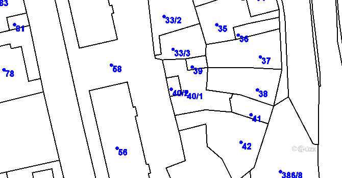 Parcela st. 40/2 v KÚ Dalovice, Katastrální mapa