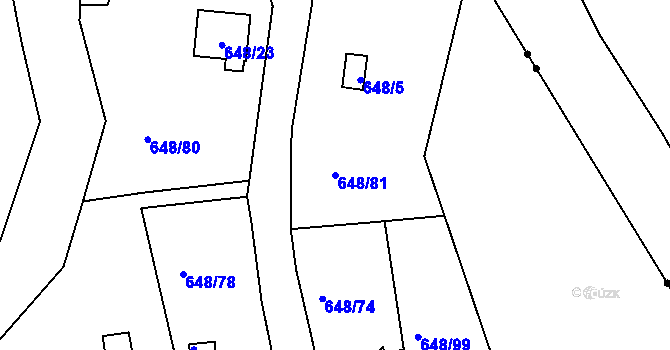 Parcela st. 648/81 v KÚ Dalovice, Katastrální mapa