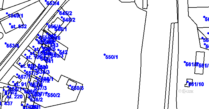 Parcela st. 550/1 v KÚ Dalovice, Katastrální mapa