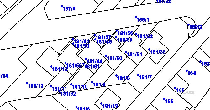 Parcela st. 181/58 v KÚ Dalovice, Katastrální mapa