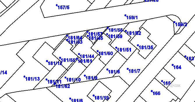 Parcela st. 181/60 v KÚ Dalovice, Katastrální mapa