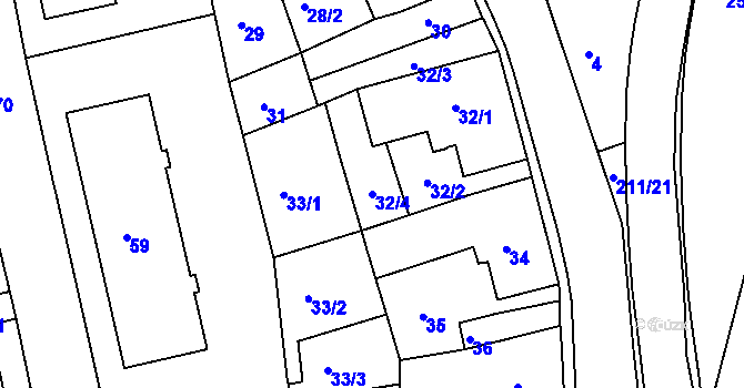 Parcela st. 32/4 v KÚ Dalovice, Katastrální mapa