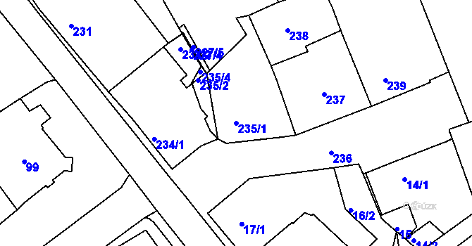 Parcela st. 235/1 v KÚ Dalovice, Katastrální mapa