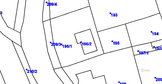 Parcela st. 196/2 v KÚ Dalovice, Katastrální mapa