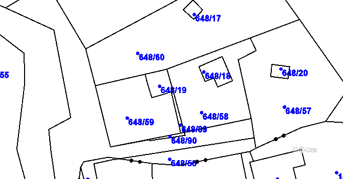 Parcela st. 648/88 v KÚ Dalovice, Katastrální mapa