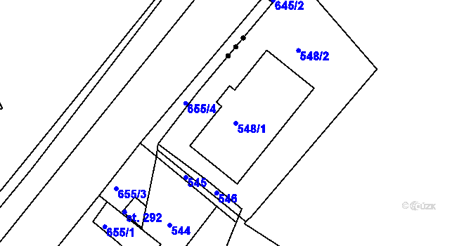 Parcela st. 548/1 v KÚ Dalovice, Katastrální mapa