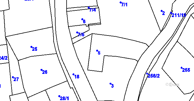 Parcela st. 5 v KÚ Dalovice, Katastrální mapa