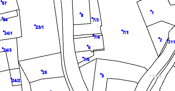 Parcela st. 6 v KÚ Dalovice, Katastrální mapa