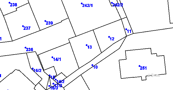 Parcela st. 13 v KÚ Dalovice, Katastrální mapa