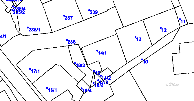 Parcela st. 14/1 v KÚ Dalovice, Katastrální mapa