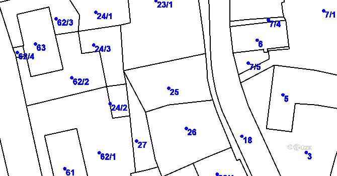 Parcela st. 25 v KÚ Dalovice, Katastrální mapa