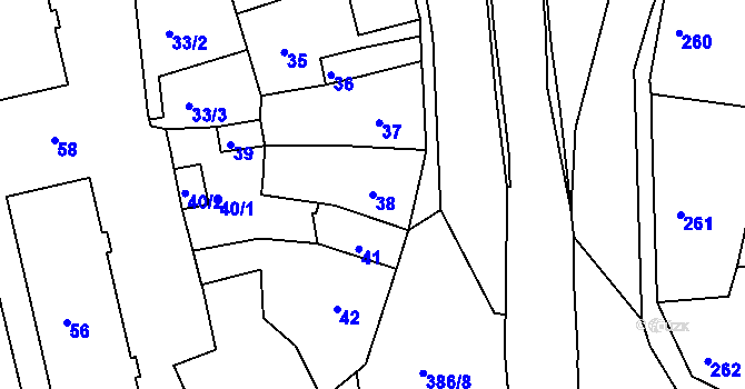 Parcela st. 38 v KÚ Dalovice, Katastrální mapa