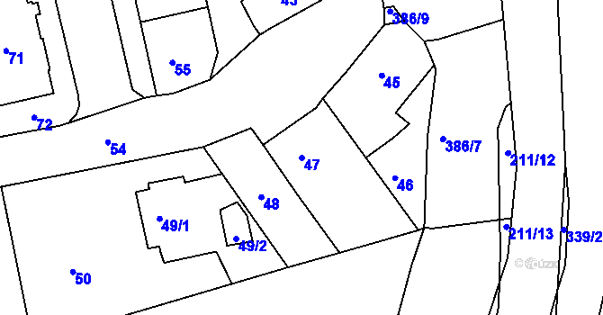 Parcela st. 47 v KÚ Dalovice, Katastrální mapa