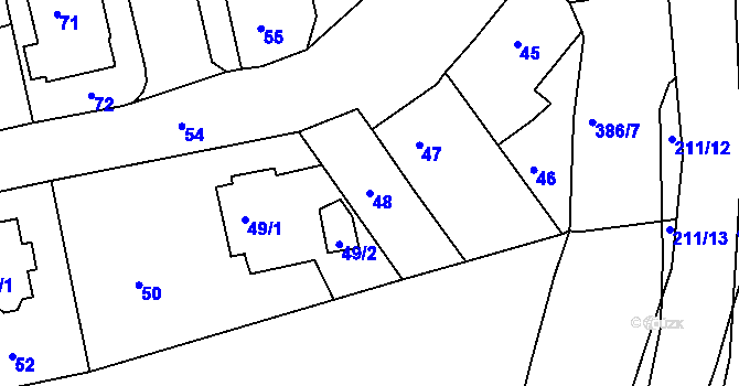 Parcela st. 48 v KÚ Dalovice, Katastrální mapa