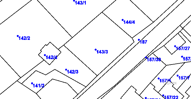 Parcela st. 143/3 v KÚ Dalovice, Katastrální mapa