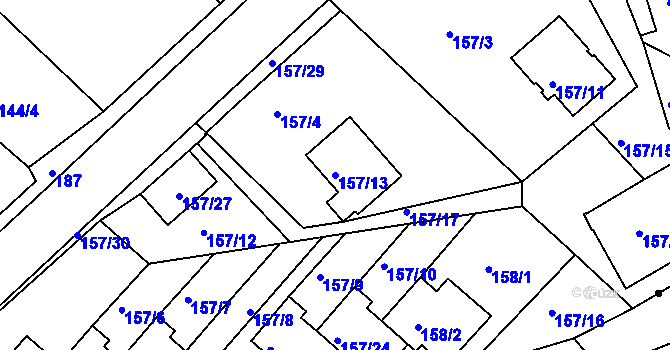 Parcela st. 157/13 v KÚ Dalovice, Katastrální mapa