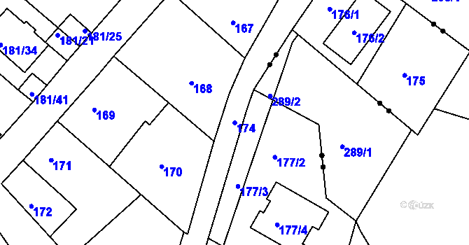 Parcela st. 174 v KÚ Dalovice, Katastrální mapa