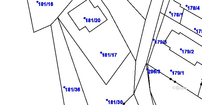 Parcela st. 181/17 v KÚ Dalovice, Katastrální mapa