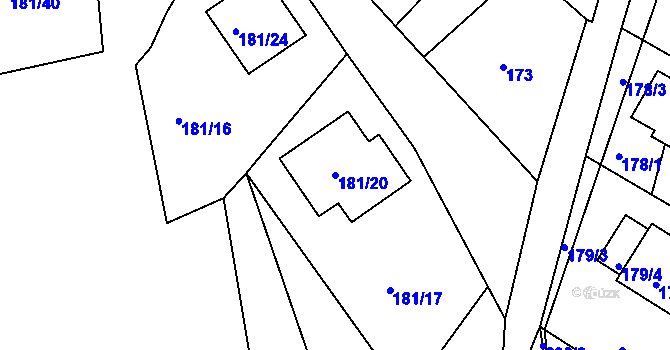 Parcela st. 181/20 v KÚ Dalovice, Katastrální mapa
