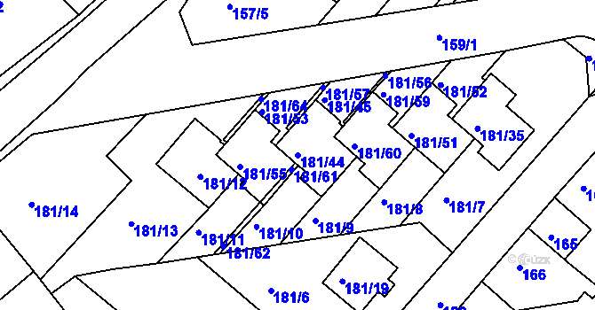 Parcela st. 181/44 v KÚ Dalovice, Katastrální mapa