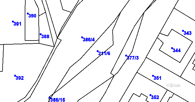 Parcela st. 211/6 v KÚ Dalovice, Katastrální mapa