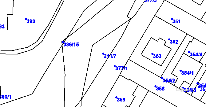 Parcela st. 211/7 v KÚ Dalovice, Katastrální mapa