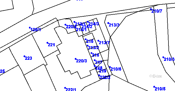 Parcela st. 213/2 v KÚ Dalovice, Katastrální mapa