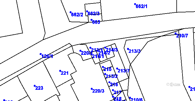 Parcela st. 214/2 v KÚ Dalovice, Katastrální mapa