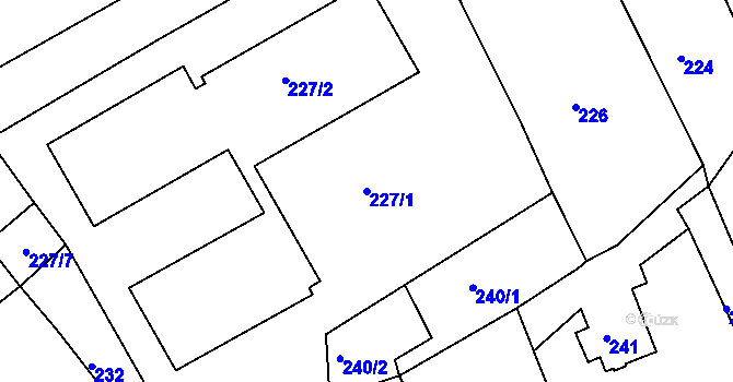 Parcela st. 227/1 v KÚ Dalovice, Katastrální mapa