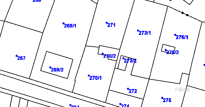 Parcela st. 270/2 v KÚ Dalovice, Katastrální mapa