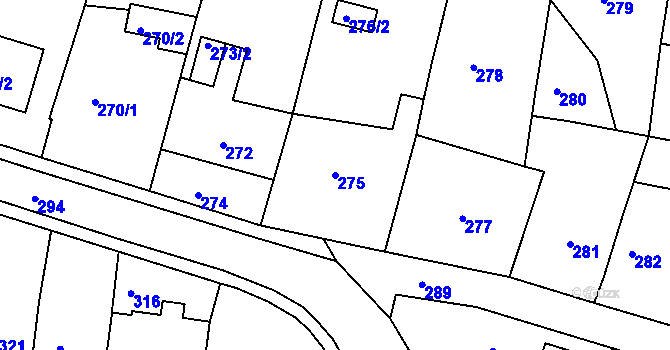 Parcela st. 275 v KÚ Dalovice, Katastrální mapa