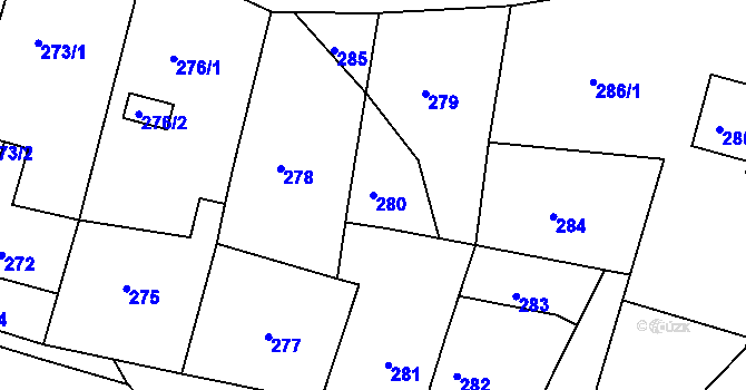 Parcela st. 280 v KÚ Dalovice, Katastrální mapa