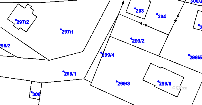 Parcela st. 299/4 v KÚ Dalovice, Katastrální mapa