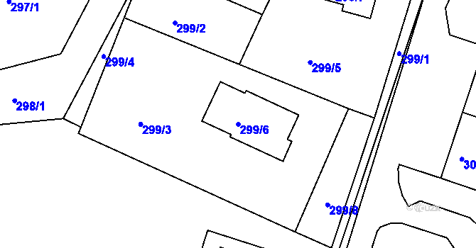 Parcela st. 299/6 v KÚ Dalovice, Katastrální mapa