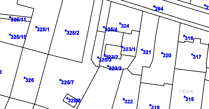 Parcela st. 323/2 v KÚ Dalovice, Katastrální mapa