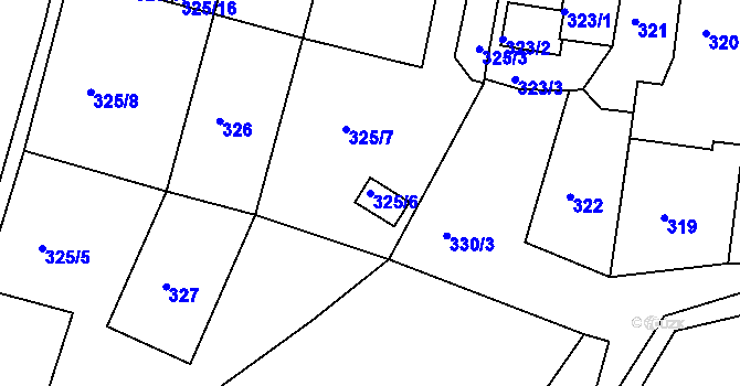 Parcela st. 325/6 v KÚ Dalovice, Katastrální mapa