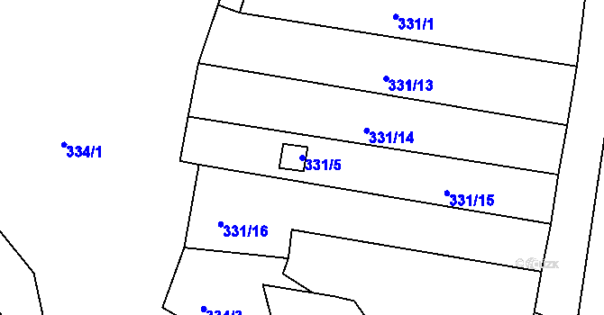 Parcela st. 331/5 v KÚ Dalovice, Katastrální mapa