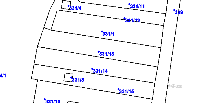Parcela st. 331/13 v KÚ Dalovice, Katastrální mapa