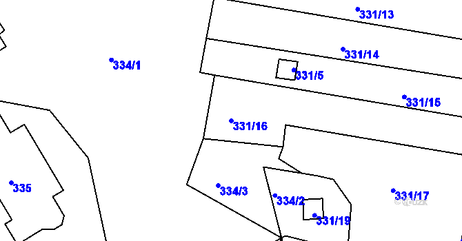 Parcela st. 331/16 v KÚ Dalovice, Katastrální mapa