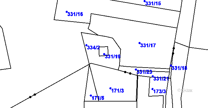 Parcela st. 331/19 v KÚ Dalovice, Katastrální mapa