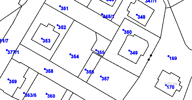 Parcela st. 355 v KÚ Dalovice, Katastrální mapa