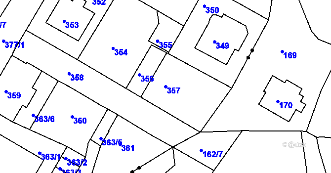 Parcela st. 357 v KÚ Dalovice, Katastrální mapa