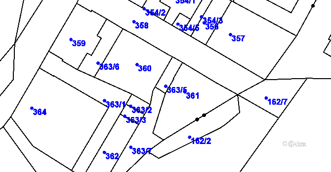 Parcela st. 363/5 v KÚ Dalovice, Katastrální mapa