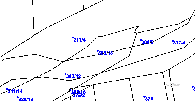 Parcela st. 386/13 v KÚ Dalovice, Katastrální mapa