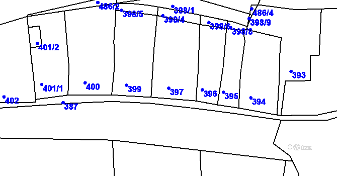 Parcela st. 397 v KÚ Dalovice, Katastrální mapa