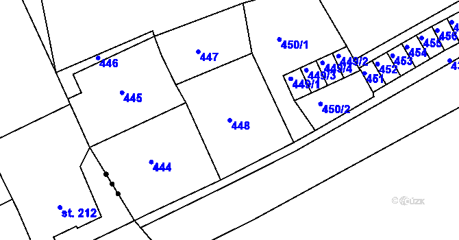 Parcela st. 448 v KÚ Dalovice, Katastrální mapa