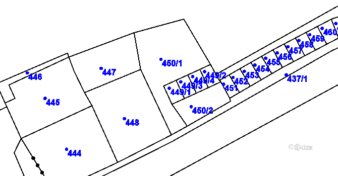 Parcela st. 449/1 v KÚ Dalovice, Katastrální mapa